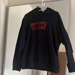 Levi's Black Hoodie with Red Logo Graphic